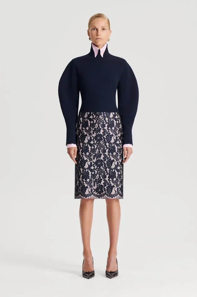 CREPE KNIT COCOON SLEEVE SWEATER NAVY Women Sweaters Scanlan Theodore
