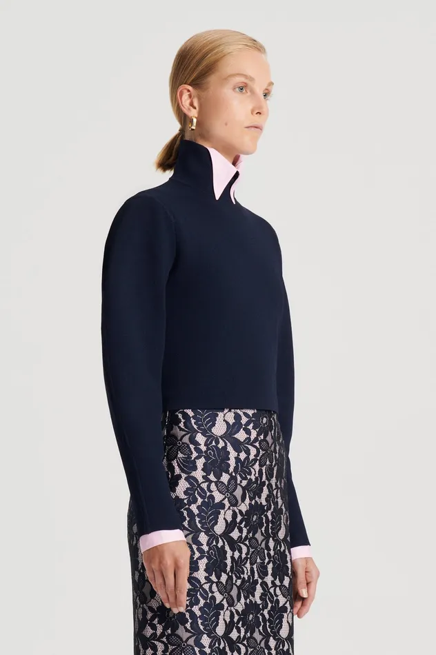 CREPE KNIT COCOON SLEEVE SWEATER NAVY Women Sweaters Scanlan Theodore CREPE KNIT COCOON SLEEVE SWEATER NAVY Women Sweaters Scanlan Theodore