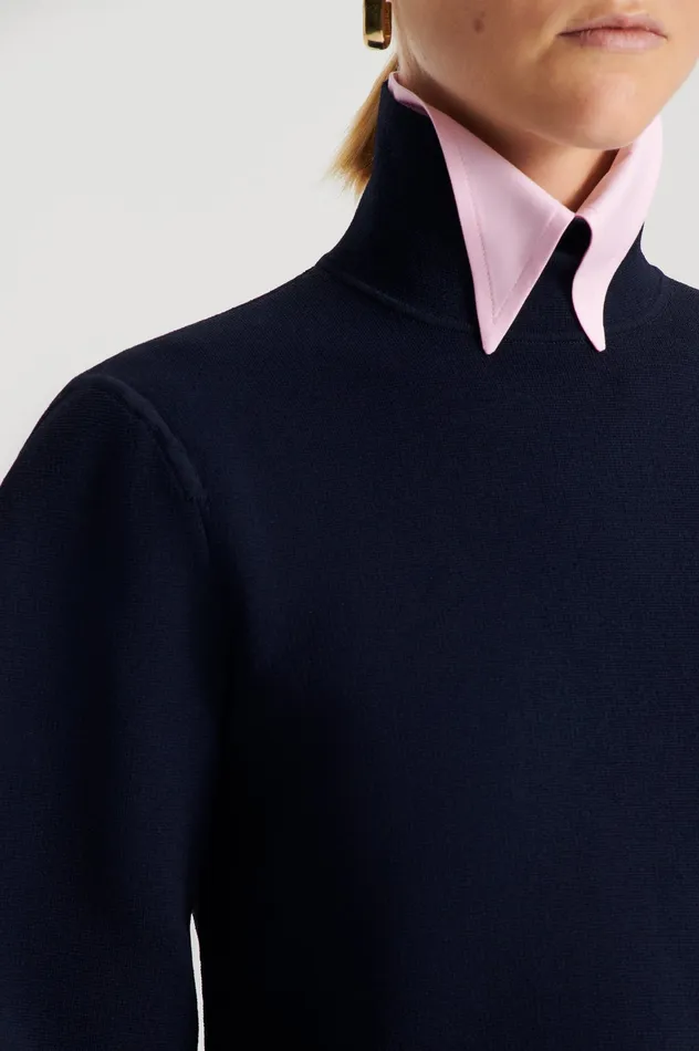 CREPE KNIT COCOON SLEEVE SWEATER NAVY Women Sweaters Scanlan Theodore CREPE KNIT COCOON SLEEVE SWEATER NAVY Women Sweaters Scanlan Theodore