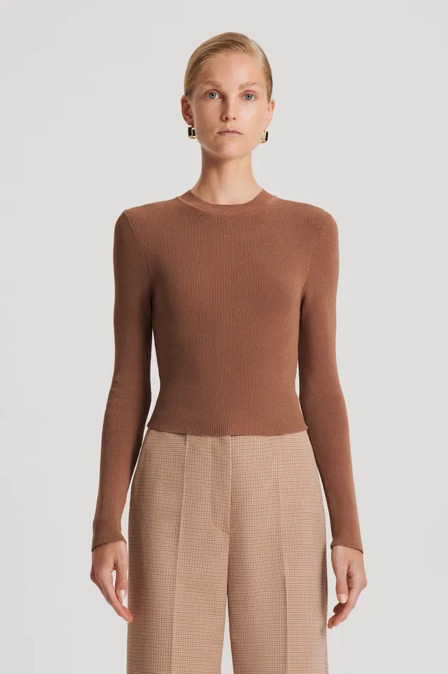 CREPE KNIT CREW NECK SWEATER SPICE Knitwear Scanlan Theodore Women