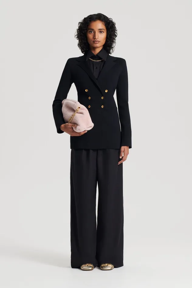 CREPE KNIT GOLD BUTTON JACKET BLACK Jackets Scanlan Theodore Women