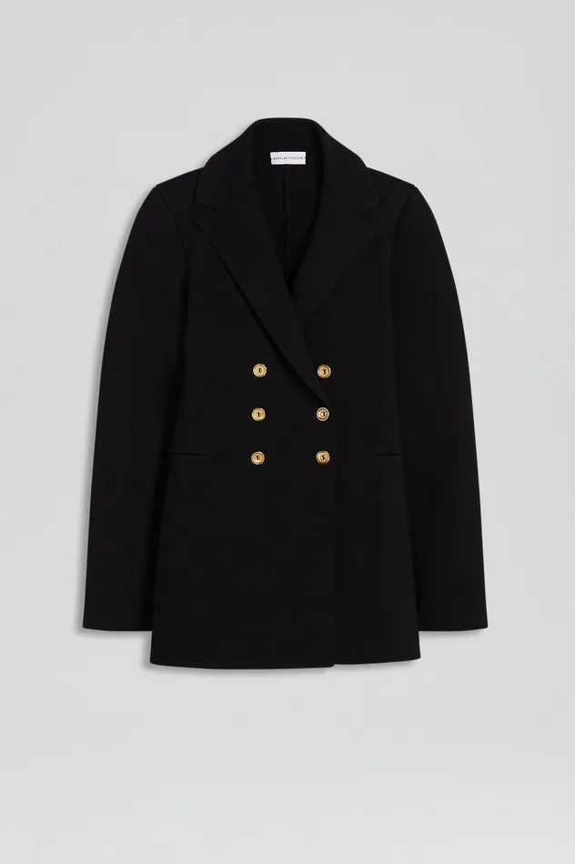 CREPE KNIT GOLD BUTTON JACKET BLACK Jackets Scanlan Theodore Women CREPE KNIT GOLD BUTTON JACKET BLACK Jackets Scanlan Theodore Women