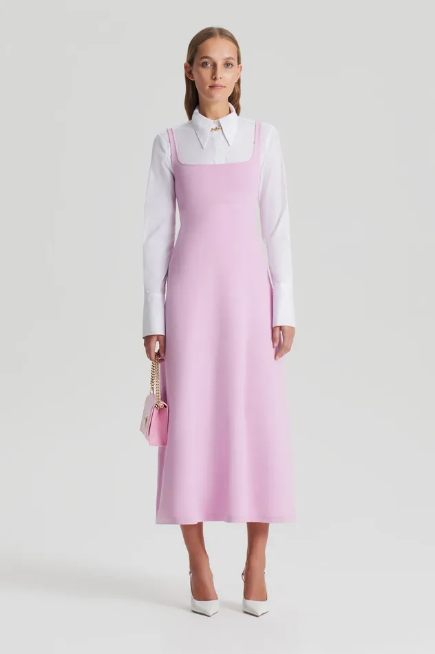 CREPE KNIT SQUARE NECK DRESS MAUVE Women Dresses Scanlan Theodore