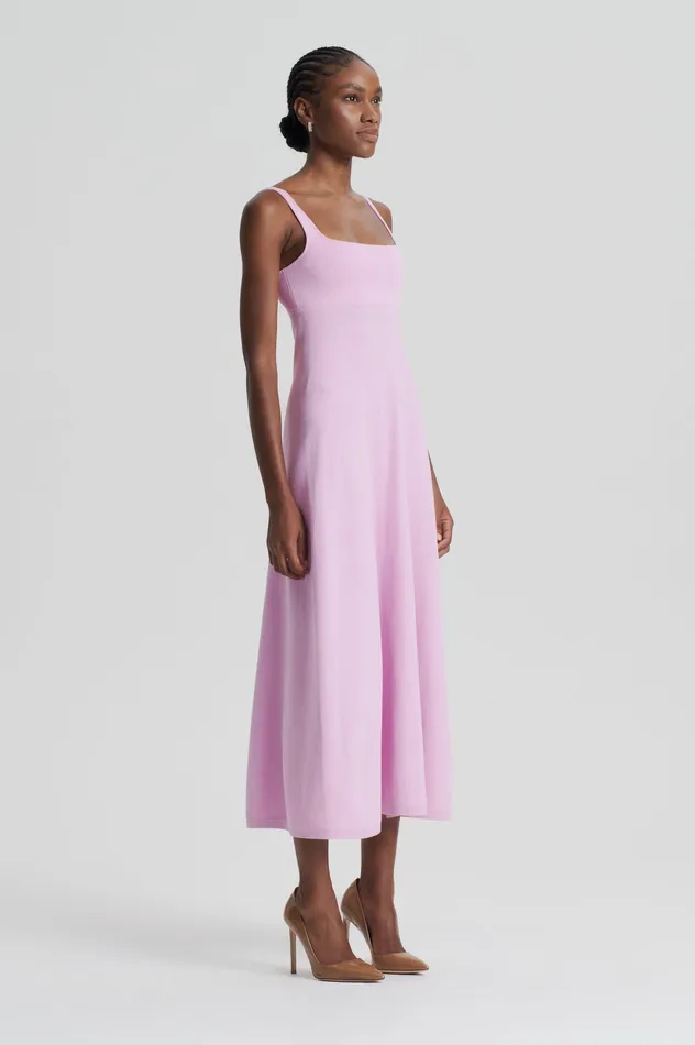 CREPE KNIT SQUARE NECK DRESS MAUVE Women Dresses Scanlan Theodore CREPE KNIT SQUARE NECK DRESS MAUVE Women Dresses Scanlan Theodore