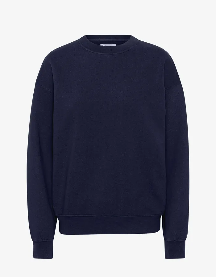 Crewneck Sweatshirts Organic Oversized Crew 8211 Navy Blue Colorfulstandard Women