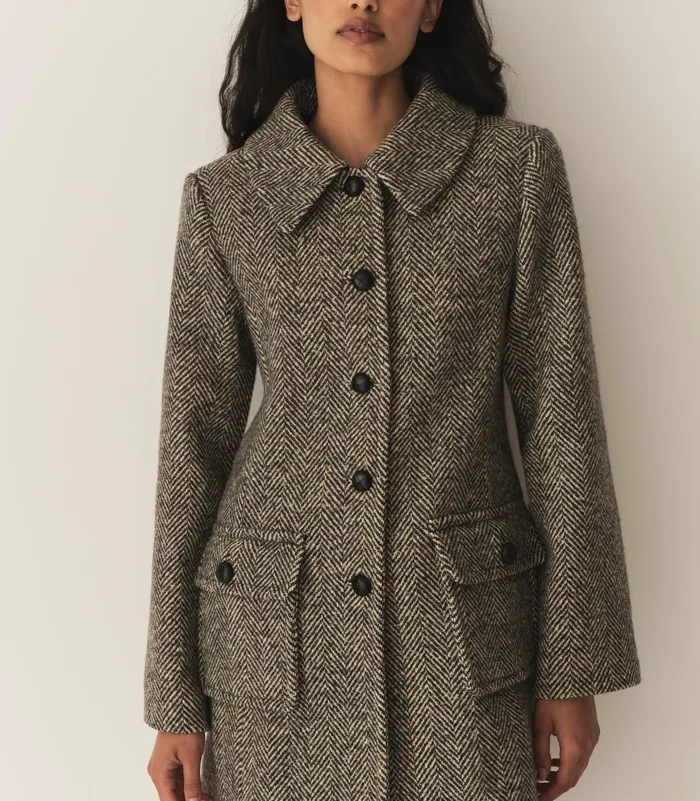 DEN Bonnaire Coat Herringbone Women Coats and Jackets