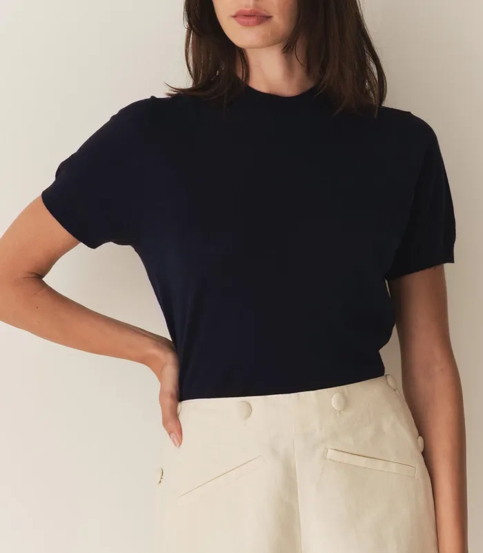 DEN Colombe Knit Top Deep Navy Women Tees