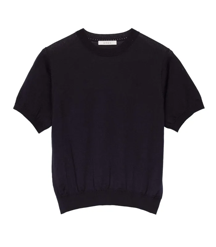 DEN Colombe Knit Top Deep Navy Women Tees DEN Colombe Knit Top Deep Navy Women Tees