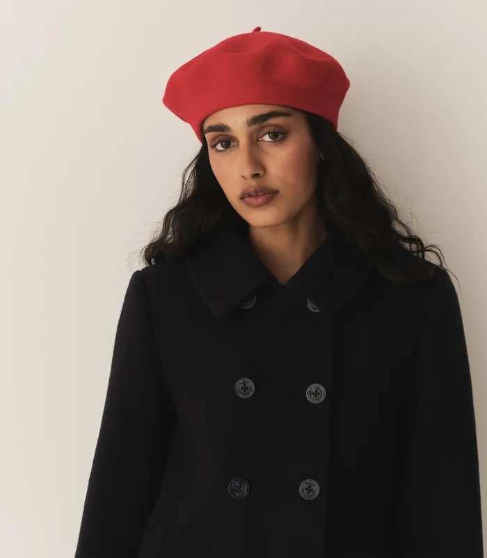 DEN Georgianna Beret Red Wool Women Belts Hats and Gloves