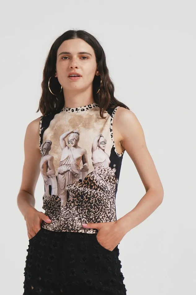 Desigual Arty Animal Print Tshirt Women Tshirts