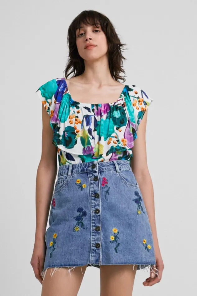 Desigual Boat Neck Floral Bodysuit Women Tops and Shirts
