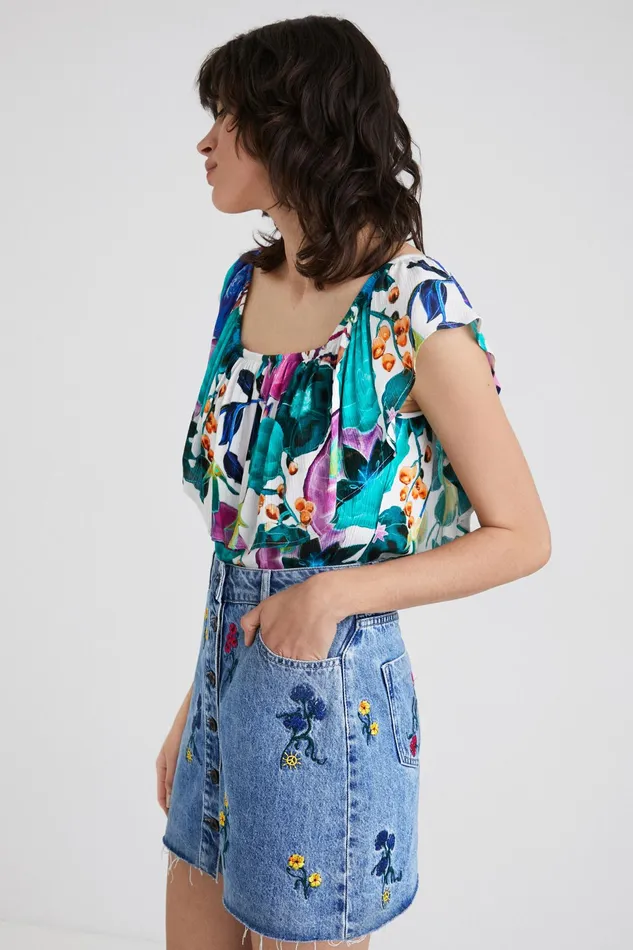 Desigual Boat Neck Floral Bodysuit Women Tops and Shirts