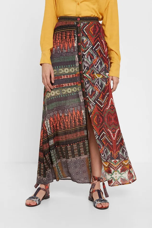 Desigual Buttoned Ethnic Skirt Women Skirts and Shorts