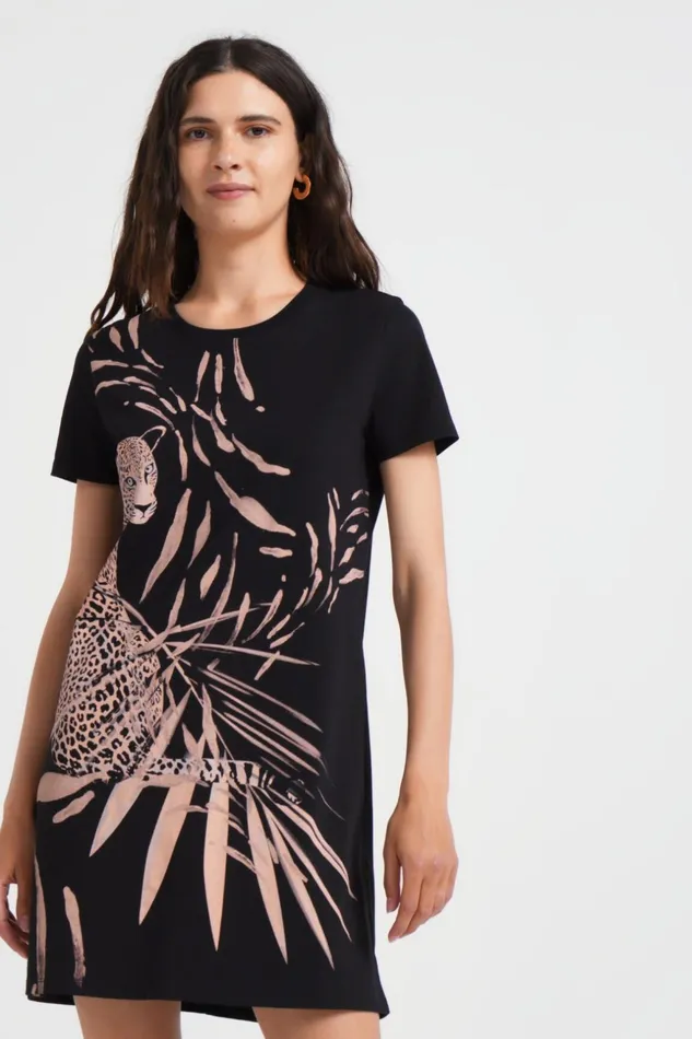 Desigual Cheetah Tshirt Dress Women Dresses