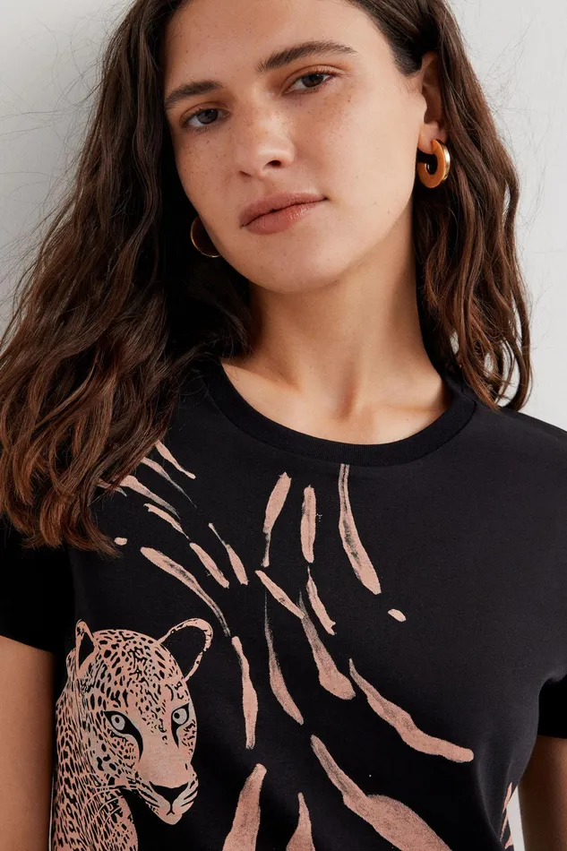 Desigual Cheetah Tshirt Dress Women Dresses