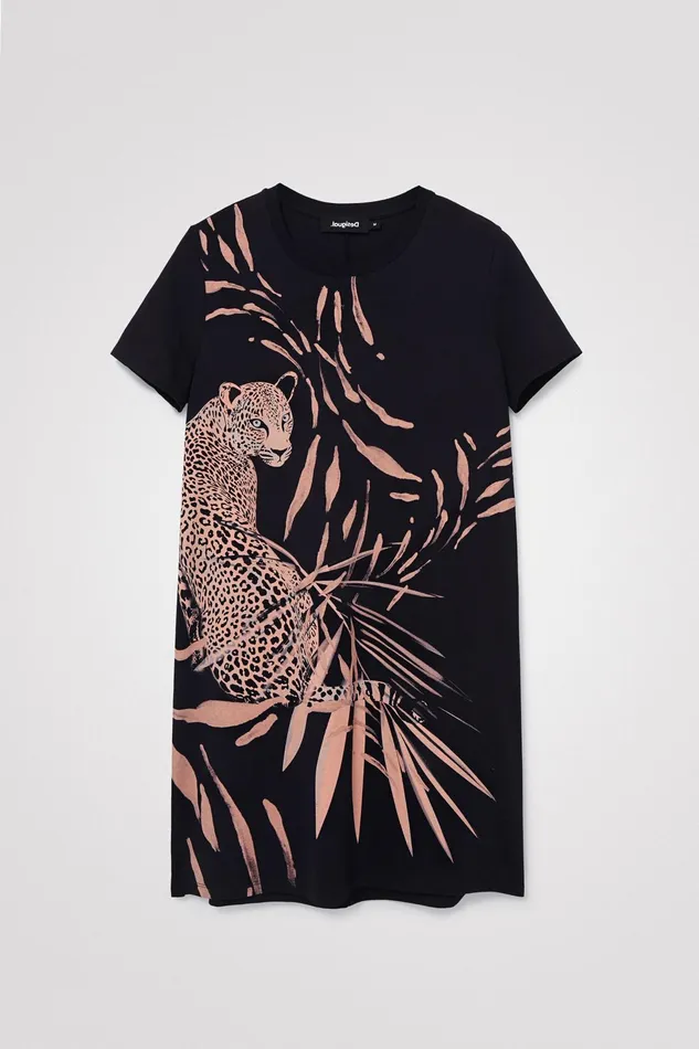 Desigual Cheetah Tshirt Dress Women Dresses