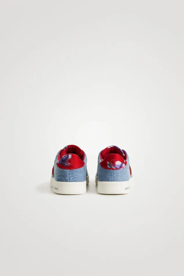 Desigual Denim Sneakers With Heart Women Sneakers