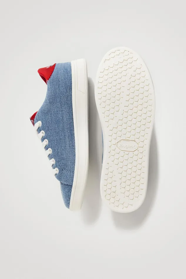 Desigual Denim Sneakers With Heart Women Sneakers