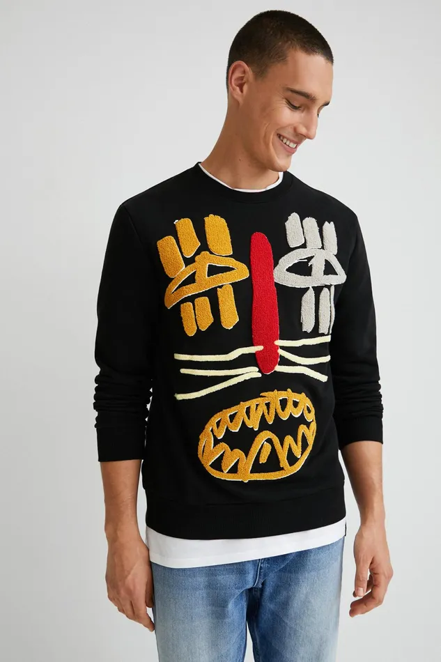 Desigual Feline Sweatshirt Mens Sweaters and Sweatshirts