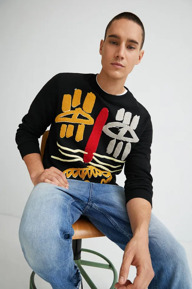 Desigual Feline Sweatshirt Mens Sweaters and Sweatshirts