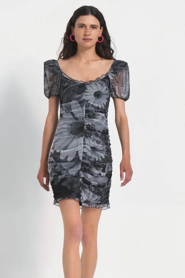 Desigual Floral Ruched Dress Women Dresses