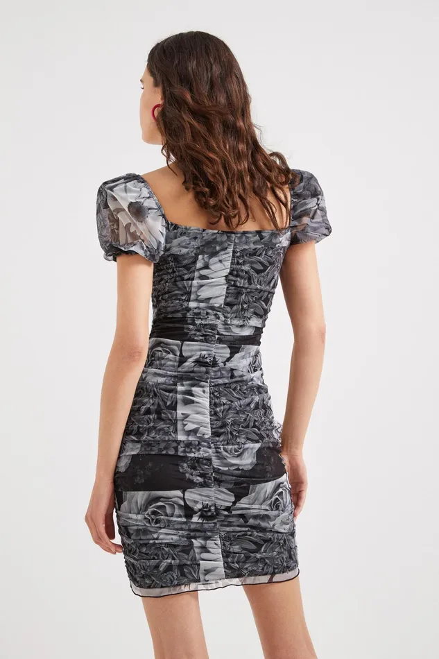 Desigual Floral Ruched Dress Women Dresses