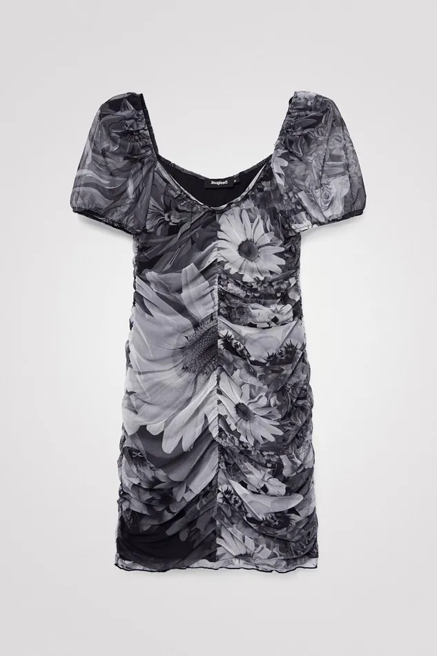 Desigual Floral Ruched Dress Women Dresses