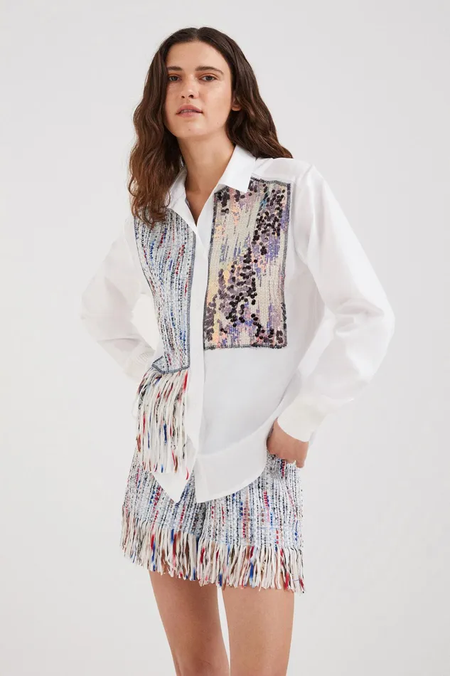 Desigual Patchwork And Fringe Shirt Women Tops and Shirts