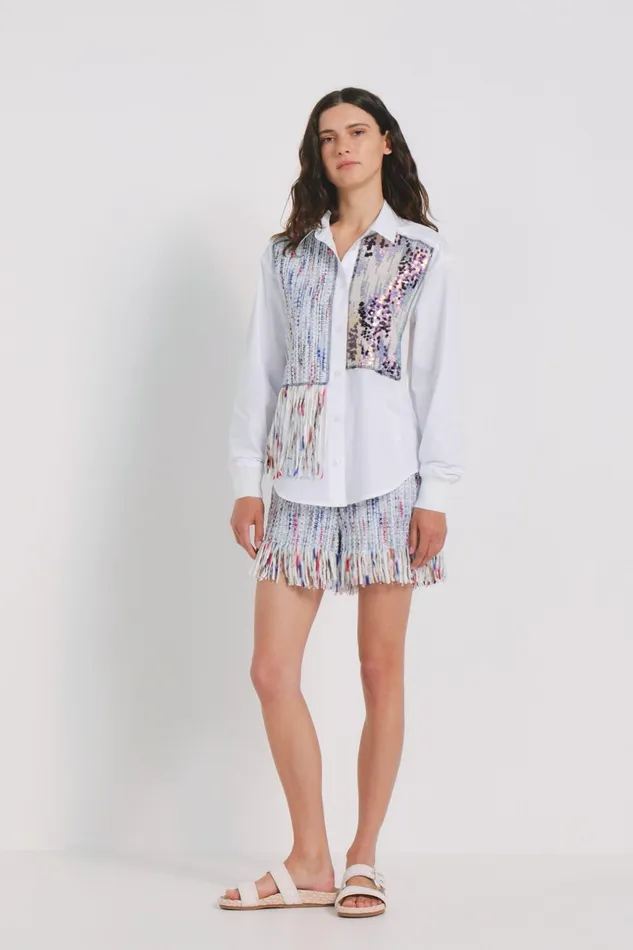 Desigual Patchwork And Fringe Shirt Women Tops and Shirts