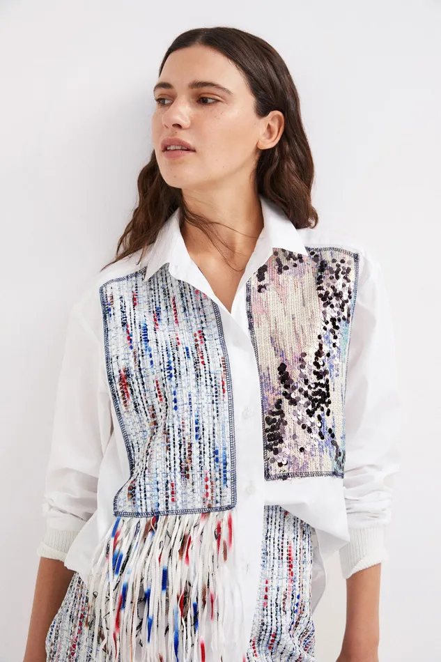 Desigual Patchwork And Fringe Shirt Women Tops and Shirts