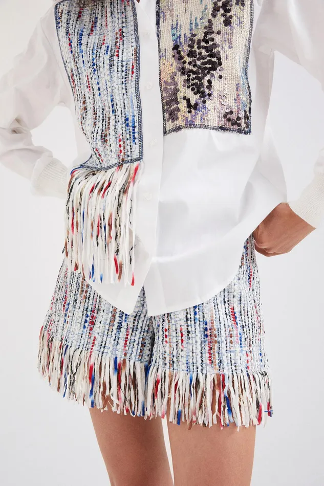 Desigual Patchwork And Fringe Shirt Women Tops and Shirts