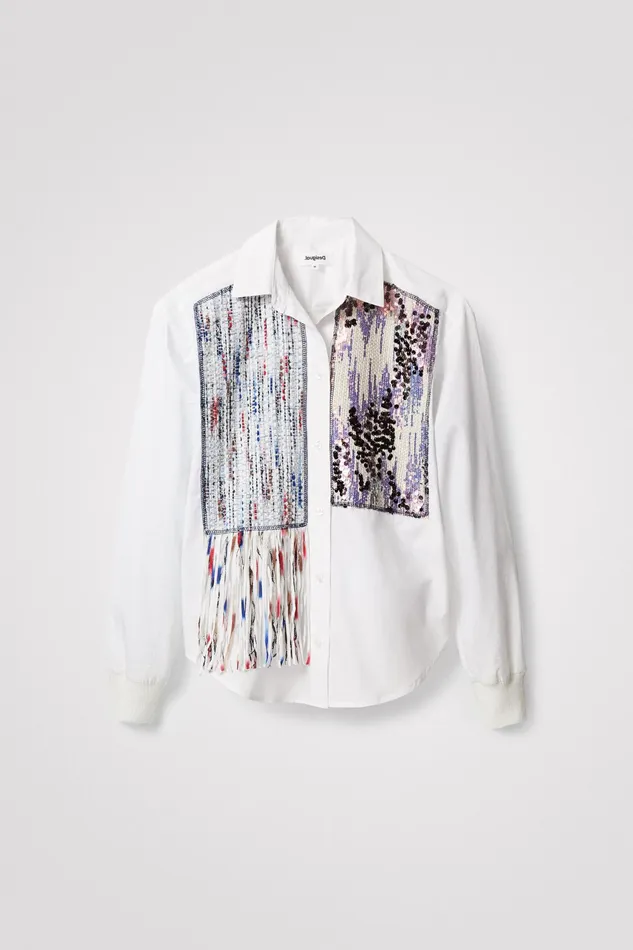 Desigual Patchwork And Fringe Shirt Women Tops and Shirts