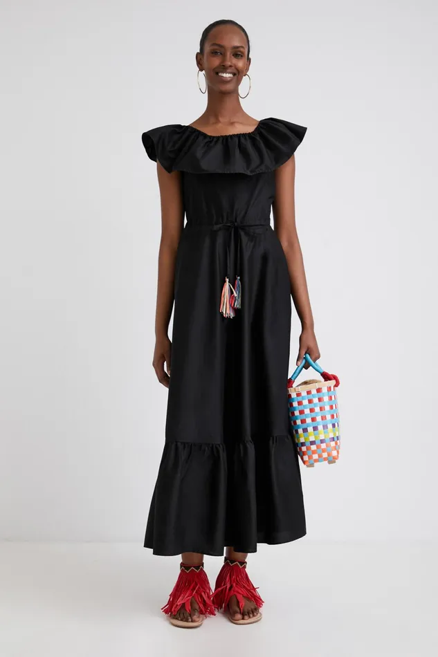 Desigual Stella Jean Ruffled Midi Dress Women Dresses