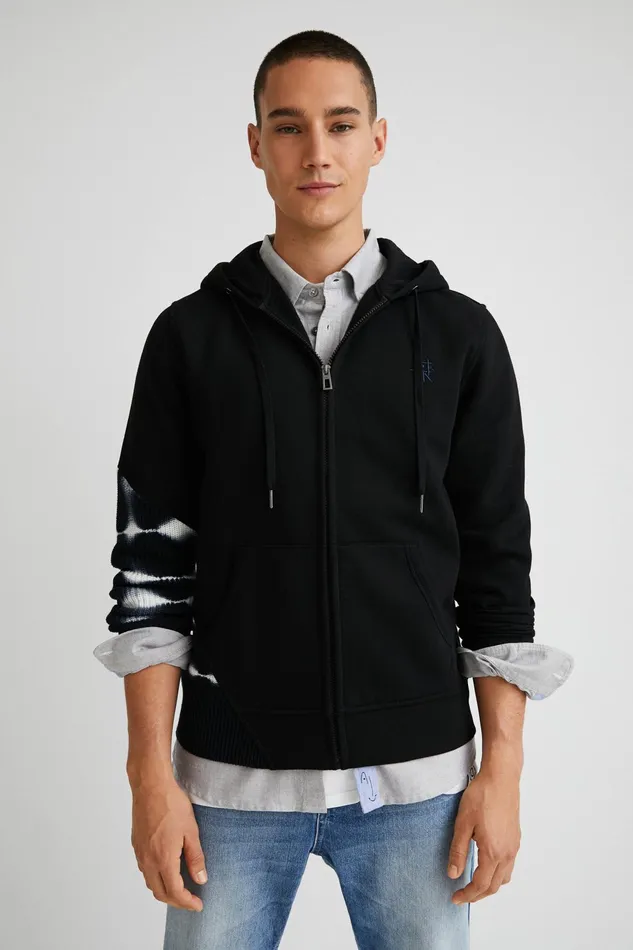 Desigual Tiedye Patchwork Hoodie Mens Sweaters and Sweatshirts