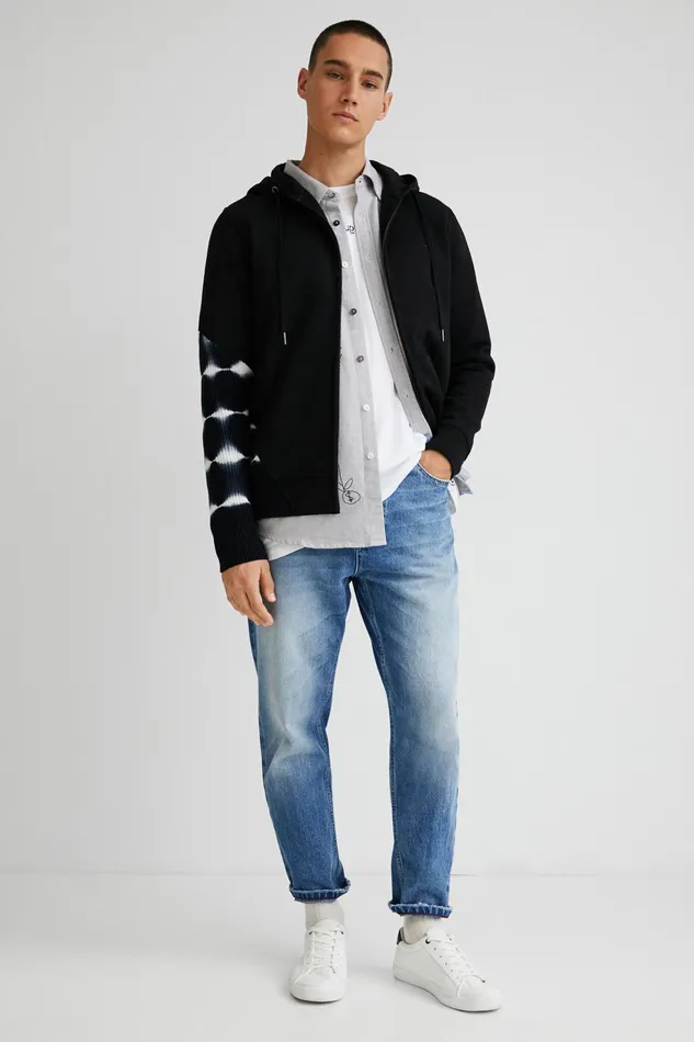 Desigual Tiedye Patchwork Hoodie Mens Sweaters and Sweatshirts