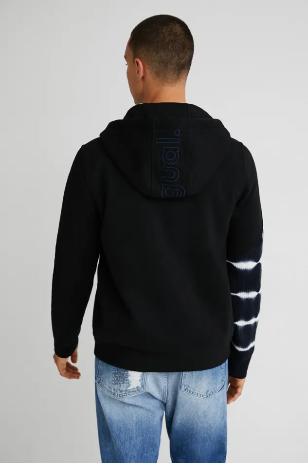 Desigual Tiedye Patchwork Hoodie Mens Sweaters and Sweatshirts