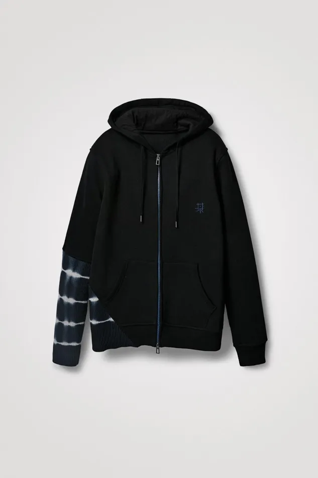 Desigual Tiedye Patchwork Hoodie Mens Sweaters and Sweatshirts