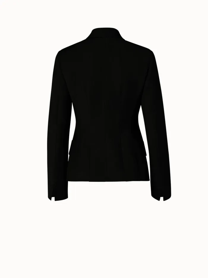 DoubleBreasted Cotton Silk DoubleFace Jacket Black Women Akris Jackets
