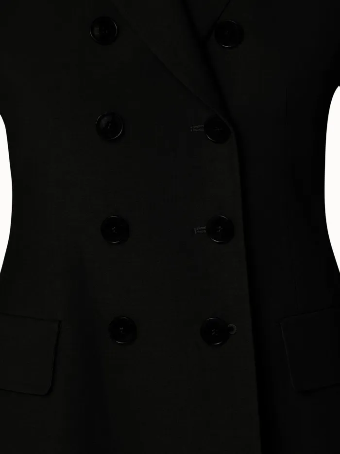 DoubleBreasted Cotton Silk DoubleFace Jacket Black Women Akris Jackets