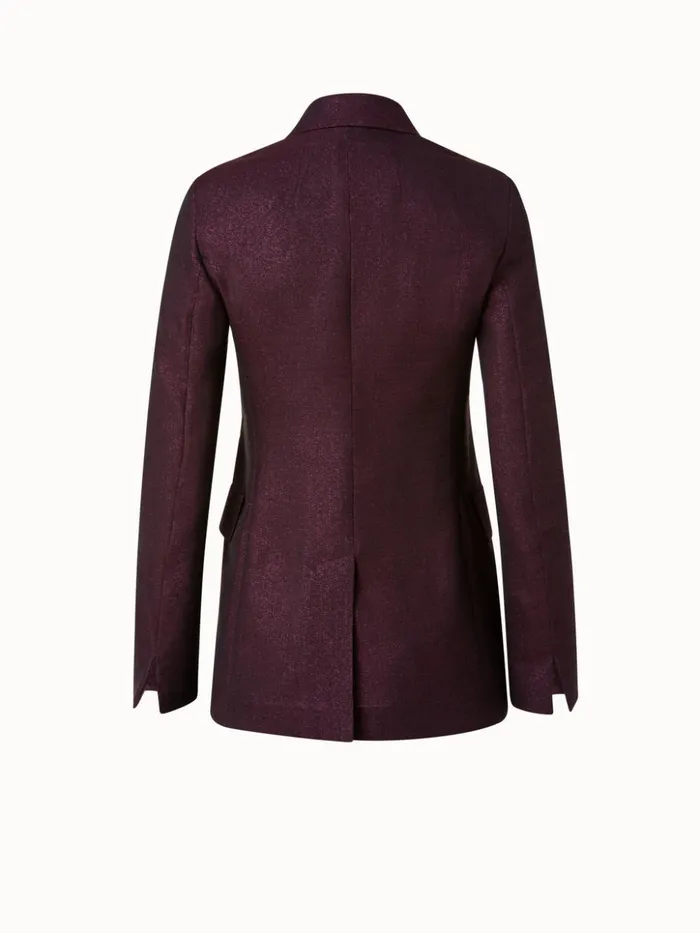 Double Breasted Jacket In Wool Lurex Marsala Women Akris Jackets