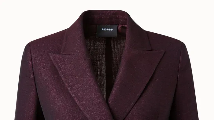Double Breasted Jacket In Wool Lurex Marsala Women Akris Jackets