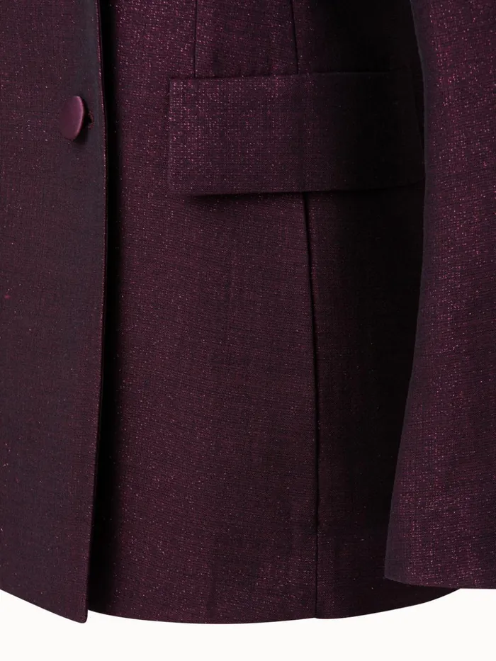 Double Breasted Jacket In Wool Lurex Marsala Women Akris Jackets