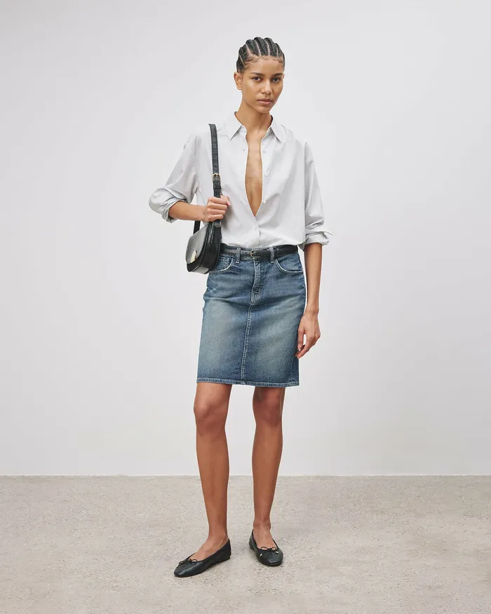 Dresses and Skirts Women MICAH DENIM SKIRT Classic Wash Nili Lotan