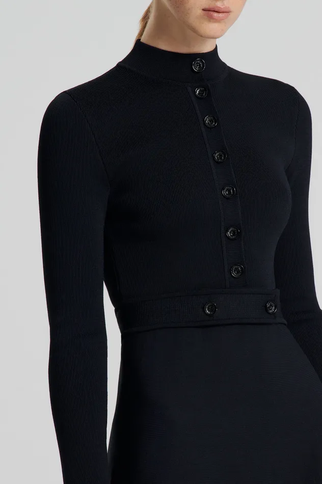 Dresses CREPE KNIT BUTTON SOFT DRESS BLACK 8211 Scanlan Theodore Women