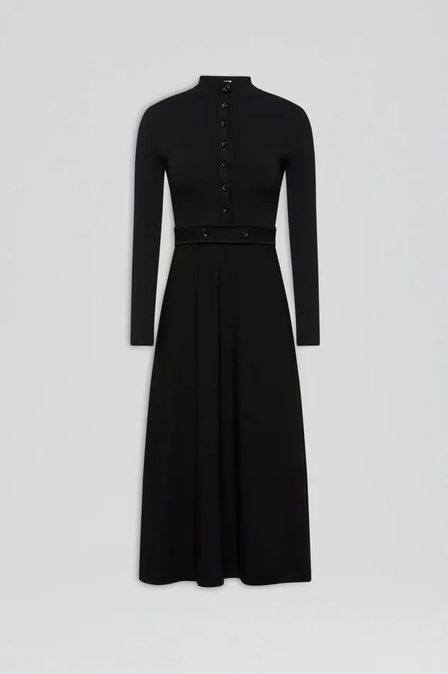 Dresses CREPE KNIT BUTTON SOFT DRESS BLACK 8211 Scanlan Theodore Women