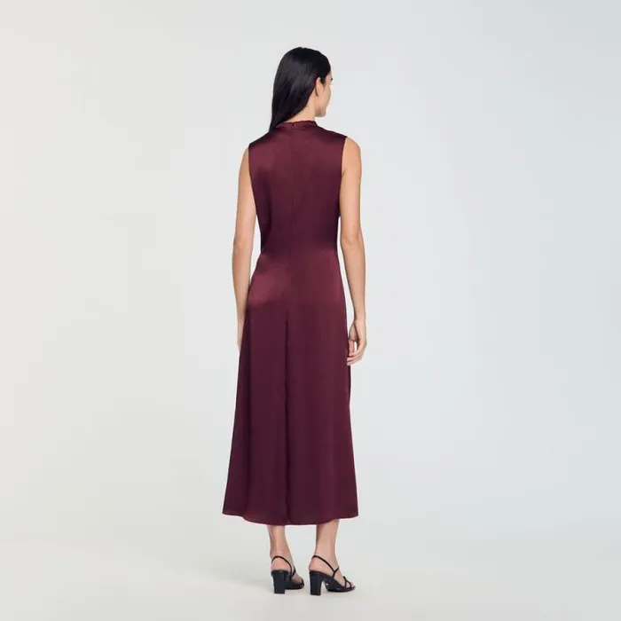 Dresses Women SANDRO Draped Satineffect Dress Burgundy