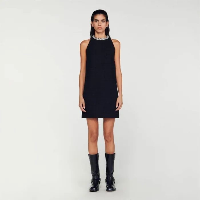 Dresses Women SANDRO Dress With Jewelry Collar Black