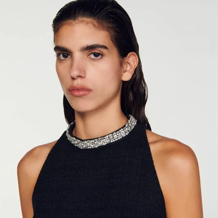 Dresses Women SANDRO Dress With Jewelry Collar Black