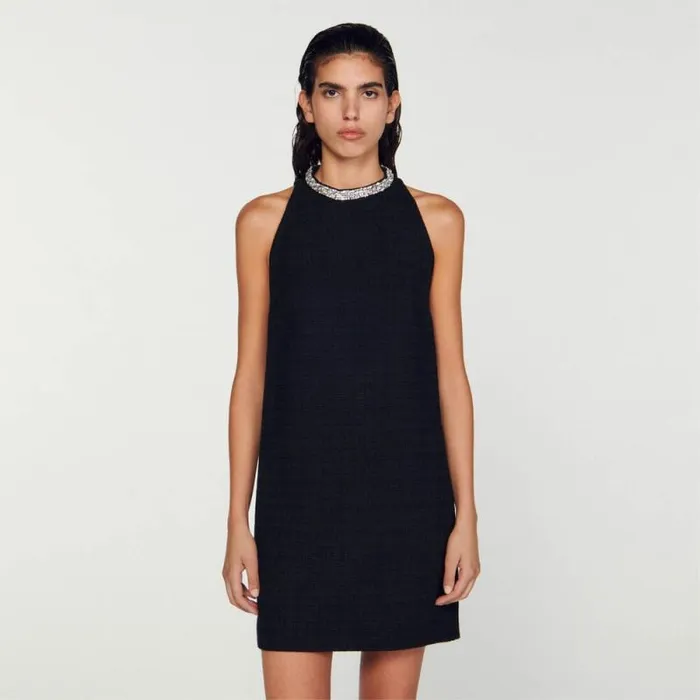 Dresses Women SANDRO Dress With Jewelry Collar Black