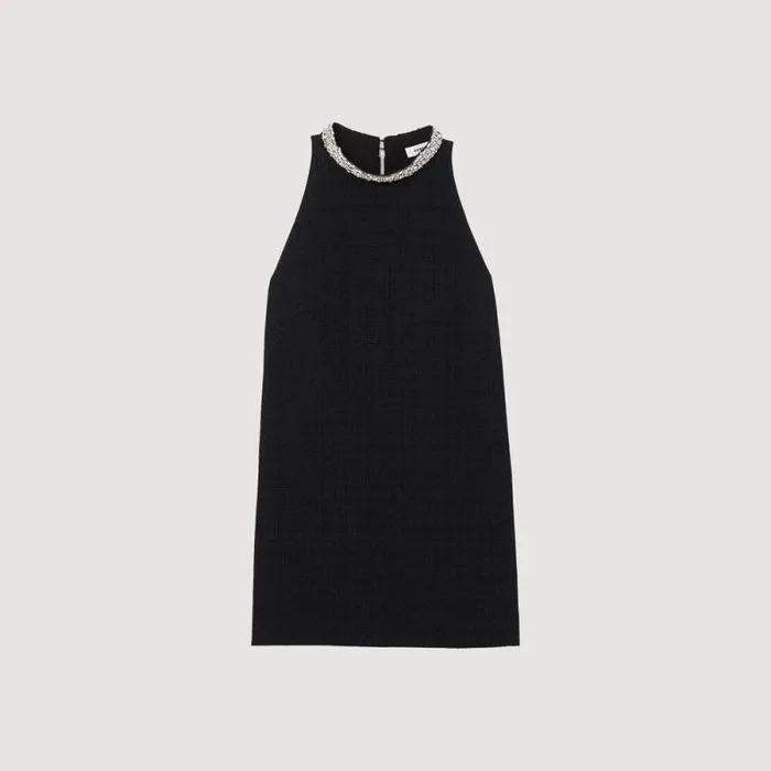 Dresses Women SANDRO Dress With Jewelry Collar Black